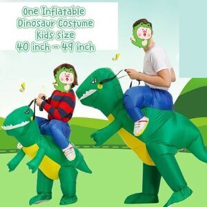 Halloween Inflatable Dinosaur Ride-On T Rex Costume Kids Size New Blow Up W/Fan